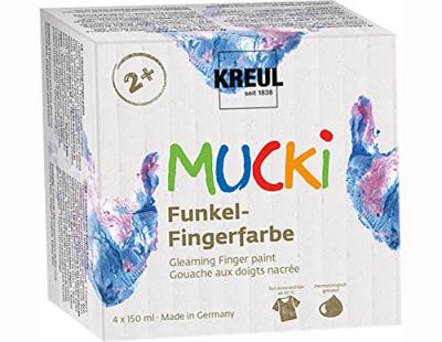 Creativ Company Mucki vingerverf metallic blauw/goud/roze/zilver, 4st.
