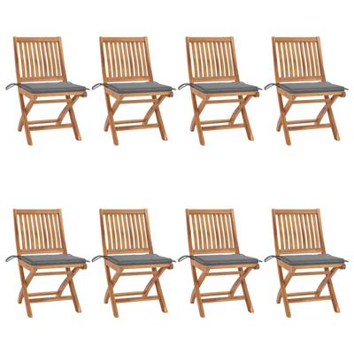 Tuinstoelen 8 st inklapbaar met kussens massief teakhout