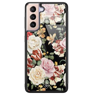 Samsung Galaxy S21 glazen hardcase - Flowerpower