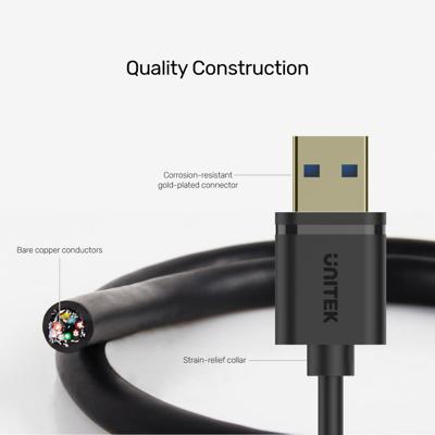 UNITEK Y-C456GBK USB-kabel 0,5 m USB 3.2 Gen 1 (3.1 Gen 1) USB A Zwart - thumbnail