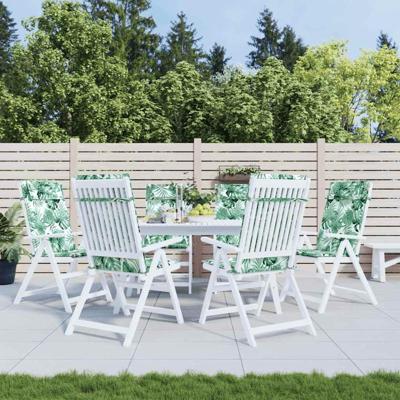 Stoelkussens 6 st hoge rug bladpatroon oxford stof