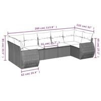 7-delige Loungeset met kussens poly rattan grijs - thumbnail
