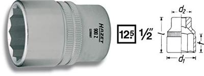 HAZET Dopsleutel 900Z-33 · 1/2 inch (12,5 mm) vierkant hol · Buitentwaalfkant tractieprofiel · SW 33 mm