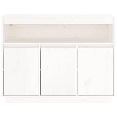 Dressoir 104,5x34x80 cm massief grenenhout wit - thumbnail