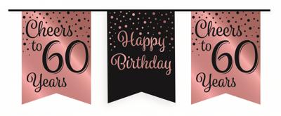 Vlaggetjesslinger roze/zwart - 65