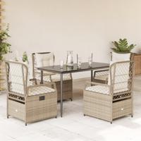 5-delige Tuinset met kussens poly rattan beige - thumbnail