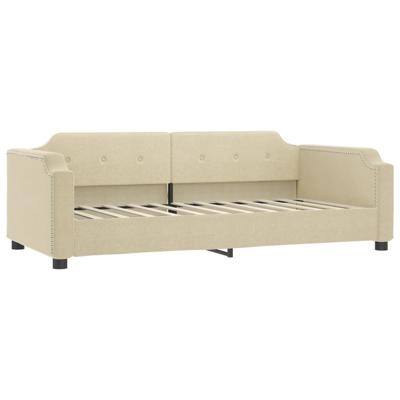 Slaapbank met matras 90x200 cm stof crèmekleurig
