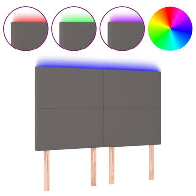 Hoofdbord LED 144x5x118/128 cm kunstleer grijs