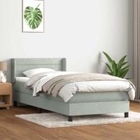 Boxspring met matras fluweel lichtgrijs 90x210 cm - thumbnail