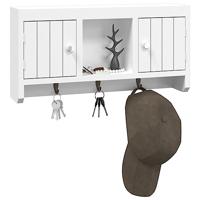 Sleutelkastje 40x8,5x20 cm bewerkt hout en staal wit - thumbnail