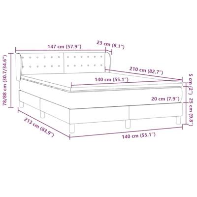 Boxspring met matras fluweel lichtgrijs 140x210 cm
