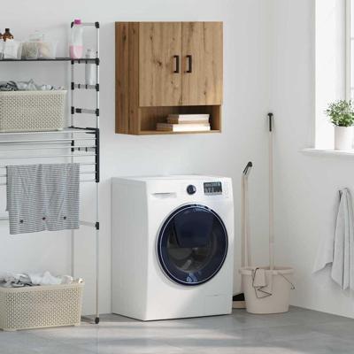 Wandkast artisanaal eikenkleurig 60 x 31 x 70 cm Bewerkt hout