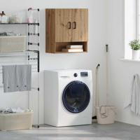 Wandkast artisanaal eikenkleurig 60 x 31 x 70 cm Bewerkt hout - thumbnail