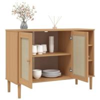 Dressoir SENJA 112x40x80 cm rattan massief grenenhout bruin - thumbnail