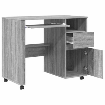 Bureau met Wielen met lade Grijs 91 x 50 x 77 cm Bewerkt hout