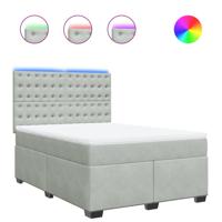 Boxspring met matras fluweel lichtgrijs 140x190 cm - thumbnail