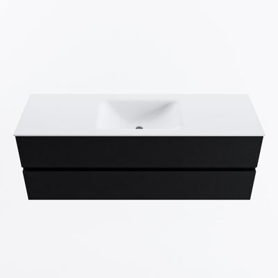 MONDIAZ VICA 140cm badmeubel onderkast Urban 2 lades. Wastafel CLOUD midden 1 kraangat, kleur Talc.