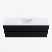 MONDIAZ VICA 140cm badmeubel onderkast Urban 2 lades. Wastafel CLOUD midden 1 kraangat, kleur Talc. - thumbnail