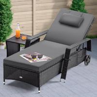 Ligbed Zwart/Antraciet Kunststof 193x90x43cm - thumbnail