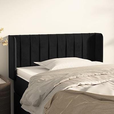 Hoofdbord met randen 93x16x78/88 cm fluweel zwart