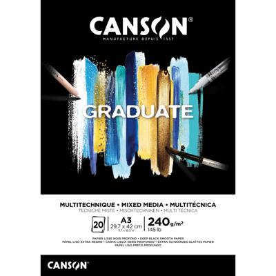 Mixed mediapapier canson graduate 240gr a3 zwart