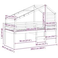Hoogslaper met bedhuis massief grenenhout 80x200 cm - thumbnail