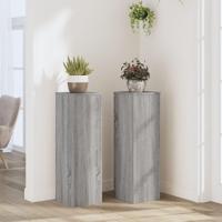 Plantenstandaards 2 st 25x25x80 cm bewerkt hout grijs sonoma - thumbnail