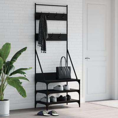 VidaXL Kledingrek met schoenenrek 70x40x184 cm zwart