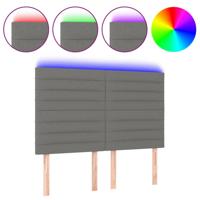 Hoofdbord LED 144x5x118/128 cm stof donkergrijs - thumbnail
