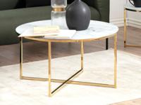 Ronde salontafel ALISTA marmer wit/goud - thumbnail