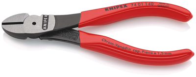 Knipex Kracht-Zijsnijtang | 140 mm Lengte | Kunststof Bekleed | Zwart Geatramenteerd - 74 01 140 SB