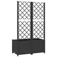 Plantenbak met latwerk 80x40x136 cm polypropeen zwart - thumbnail