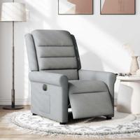 Fauteuil elektrisch verstelbaar stof lichtgrijs - thumbnail