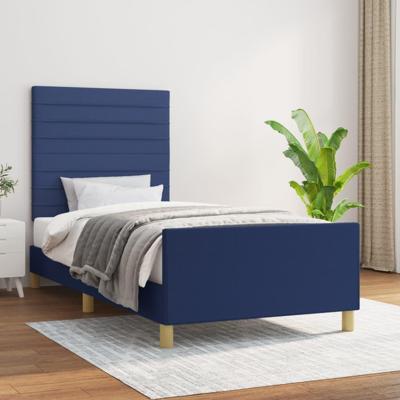 Bedframe zonder matras 90x200 cm stof blauw