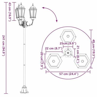 VidaXL Tuinverlichting wit 57 x 49 x 241 cm aluminium en glas