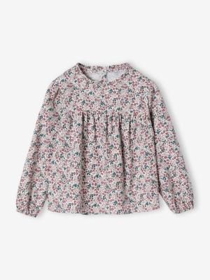 Blouse met bloemmotieven voor meisjes ecru
