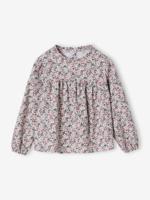 Blouse met bloemmotieven voor meisjes ecru - thumbnail