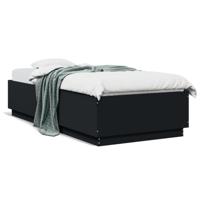 Bedframe met LED-verlichting bewerkt hout zwart 90x200 cm - thumbnail