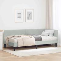 Hoekbedframe met Matras Anders 2 pcs Lichtgrijs Fluweel - thumbnail