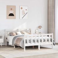 Bedframe zonder matras massief grenenhout wit 140x190 cm - thumbnail