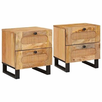 Nachtkastje 2 pcs Naturel 40 x 33,5 x 46 cm Massief Mango Hout