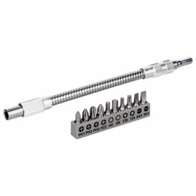 Bosch Accessoires 11-delige set flexibel metalen verlengstuk 200 mm, schroefbitset, PH1, PH2, PH3, PZ2, HEX4, HEX5, T20, T25, SL 0,6 x 4,5; 0,8 x 5,5