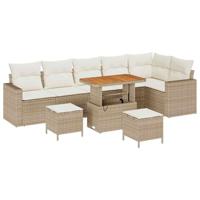 Tuinbankenset 9 pcs Beige poly rattan - thumbnail