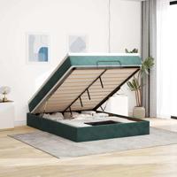 Ottoman bed met matras 140x190cm fluweel donkergroen - thumbnail