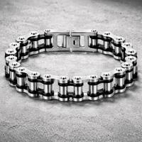 Heren armband Edelstaal Biker Chain Silver Black - thumbnail