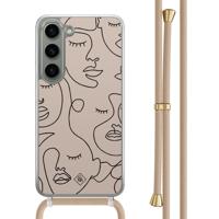 Samsung Galaxy S23 hoesje met beige koord - Abstract faces - thumbnail