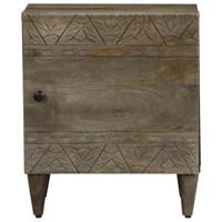 Nachtkastjes 2 st 40x33x46 cm massief mangohout lichtgrijs - thumbnail