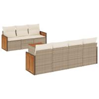 8-delige Loungeset met kussens poly rattan beige - thumbnail