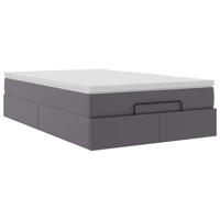 Ottoman bed met matras 120x190 cm kunstleer grijs - thumbnail