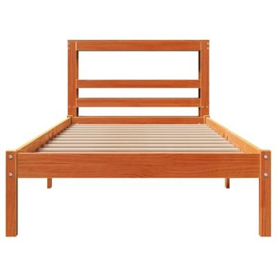 Bedframe met hoofdbord massief grenenhout wasbruin 75x190 cm